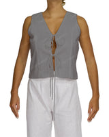 Sleeveless Tie Front Top