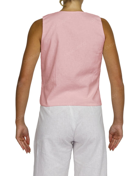 Sleeveless Tie Front Top