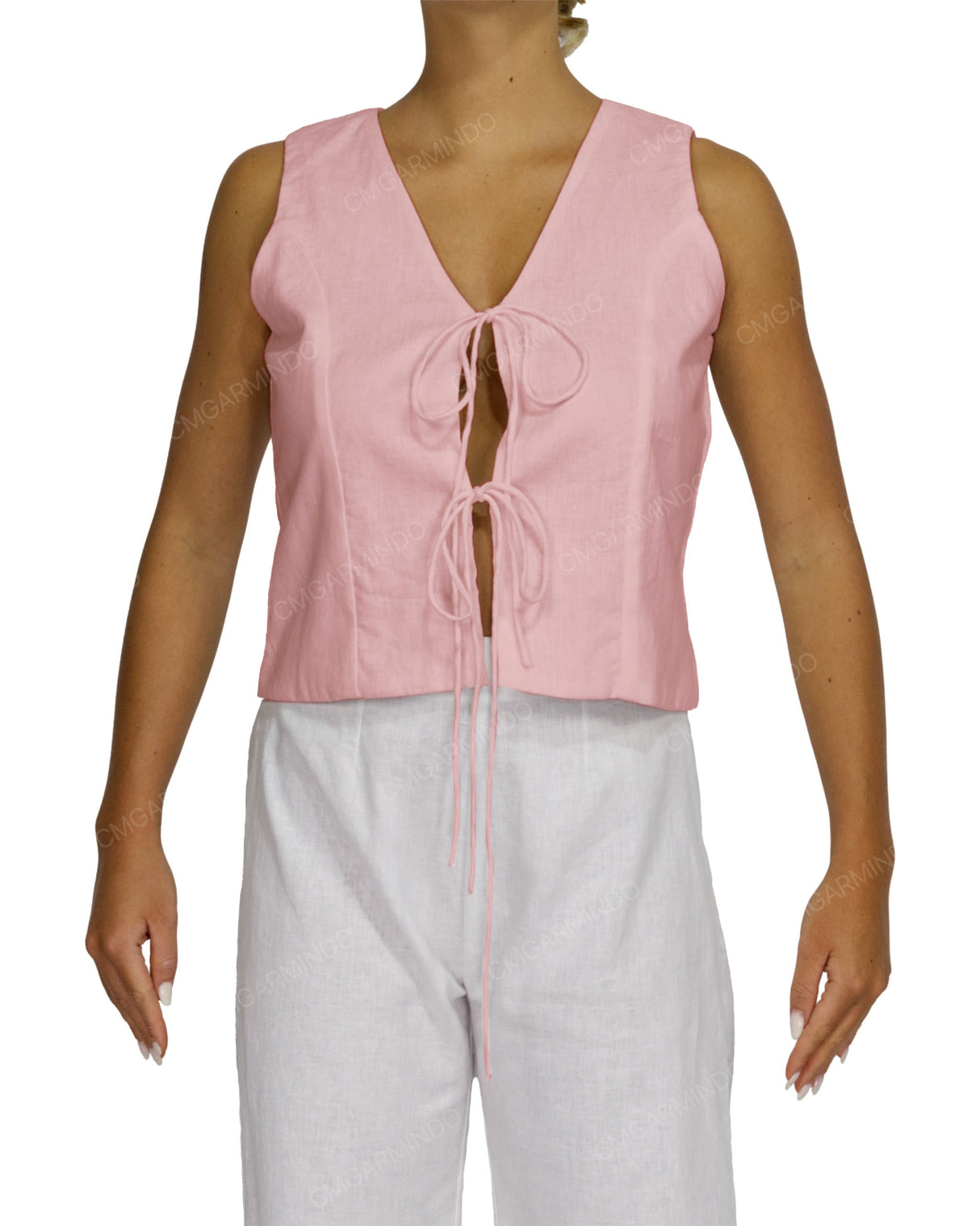 Sleeveless Tie Front Top