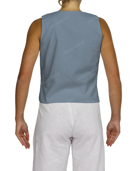 Sleeveless Tie Front Top