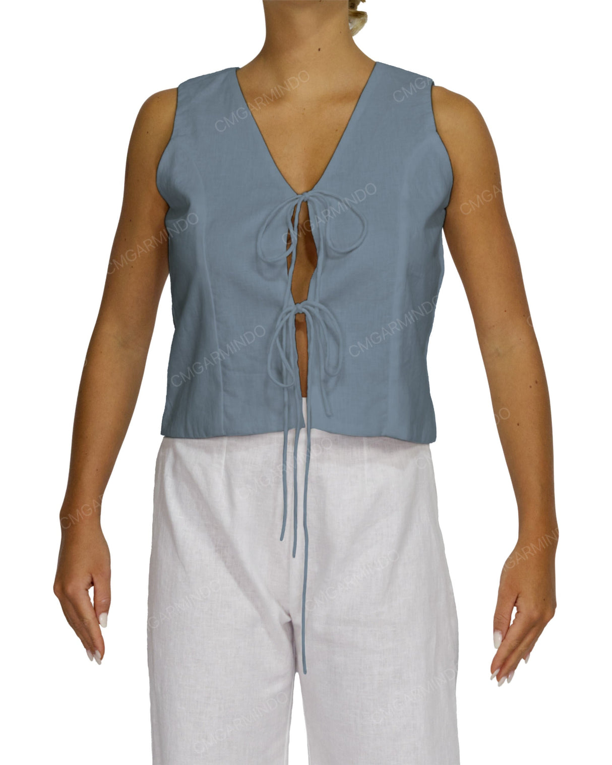 Sleeveless Tie Front Top