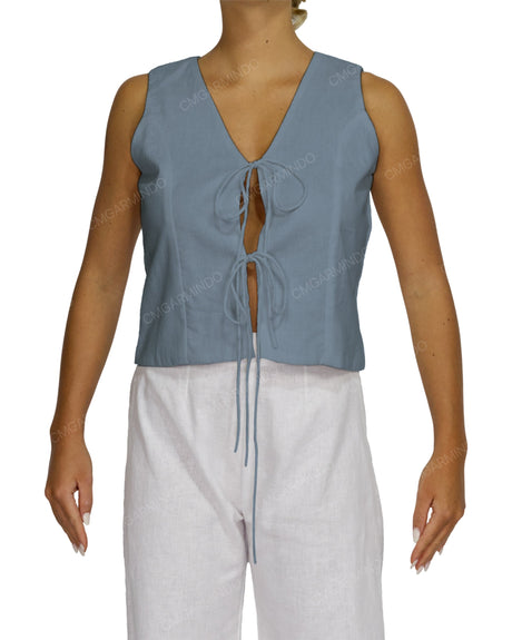 Sleeveless Tie Front Top