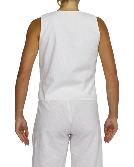 Sleeveless Tie Front Top