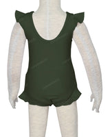 Frill Shoulder and Leg Scoop Back Snaps One Piece