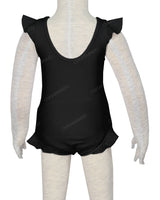 Frill Shoulder and Leg Scoop Back Snaps One Piece