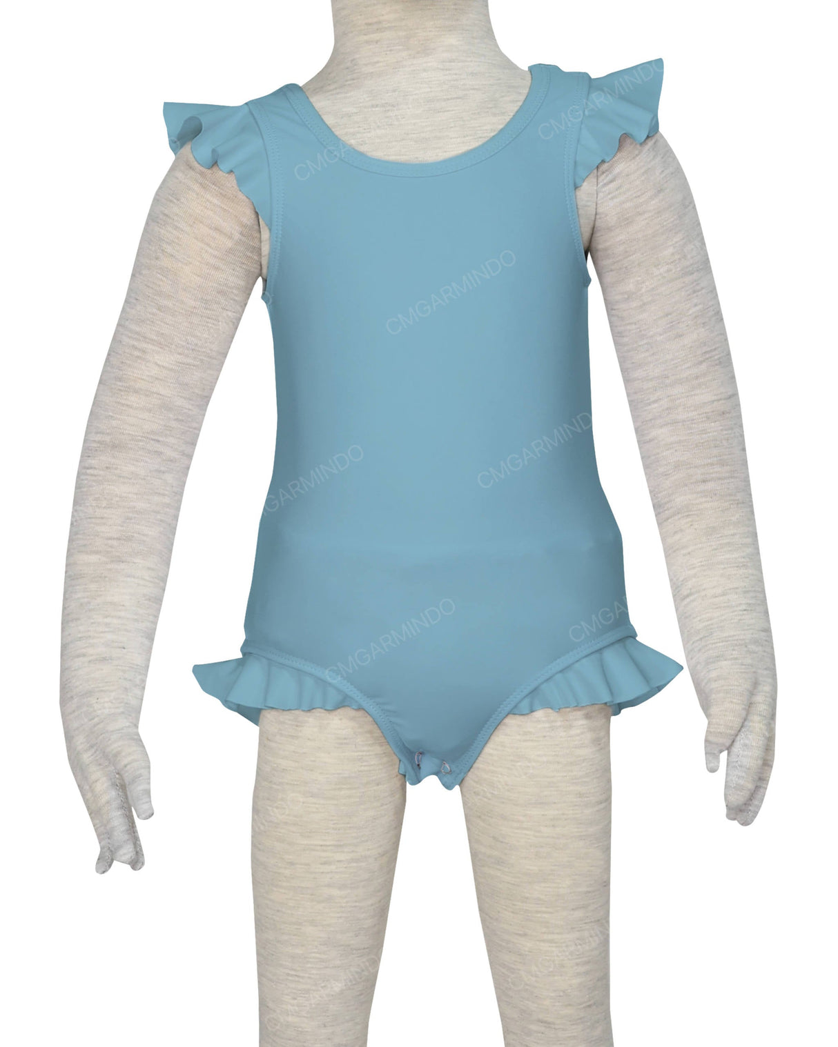 Frill Shoulder and Leg Scoop Back Snaps One Piece