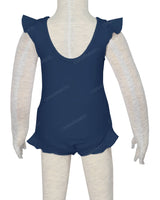 Frill Shoulder and Leg Scoop Back Snaps One Piece