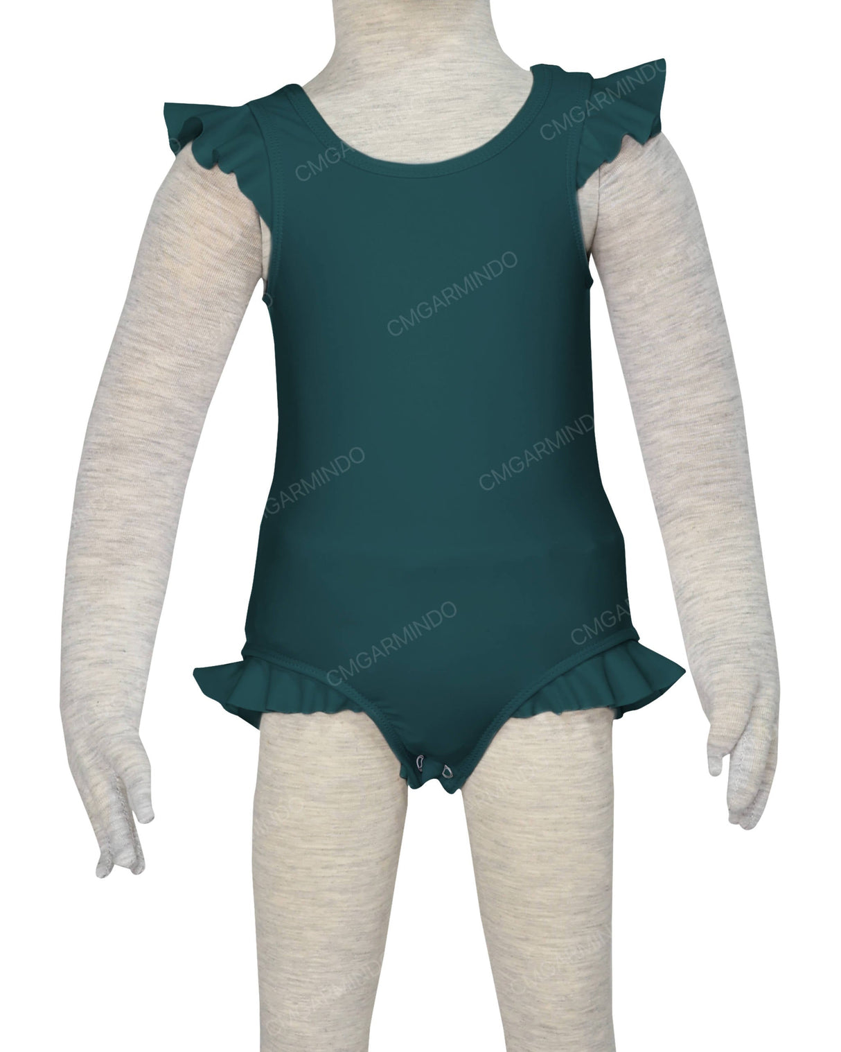 Frill Shoulder and Leg Scoop Back Snaps One Piece