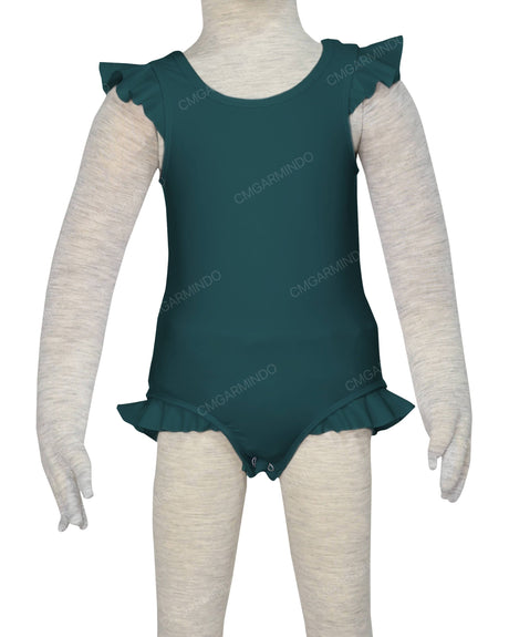 Frill Shoulder and Leg Scoop Back Snaps One Piece