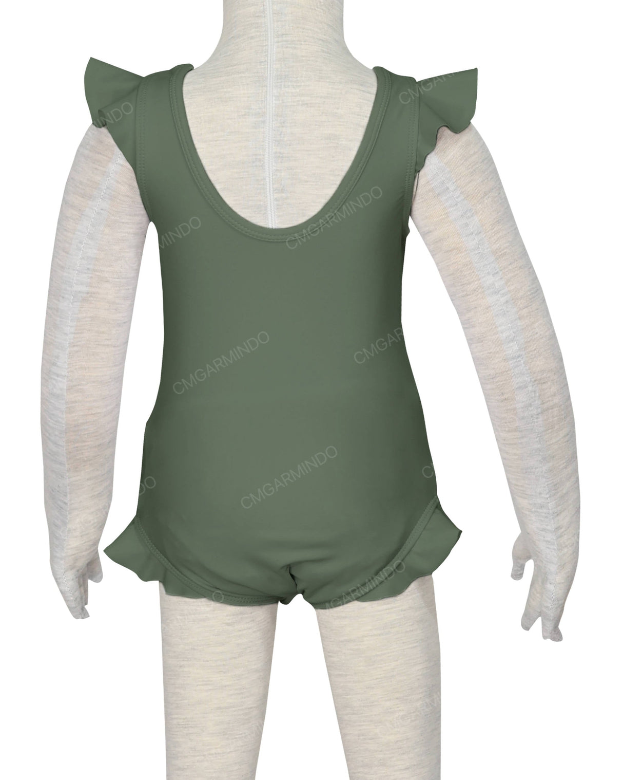 Frill Shoulder and Leg Scoop Back Snaps One Piece