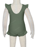 Frill Shoulder and Leg Scoop Back Snaps One Piece