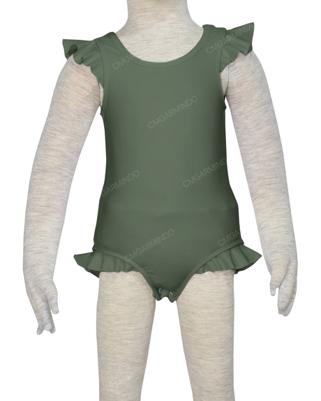 Frill Shoulder and Leg Scoop Back Snaps One Piece
