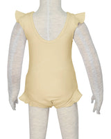 Frill Shoulder and Leg Scoop Back Snaps One Piece