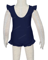 Frill Shoulder and Leg Scoop Back Snaps One Piece