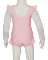 Frill Shoulder and Leg Scoop Back Snaps One Piece