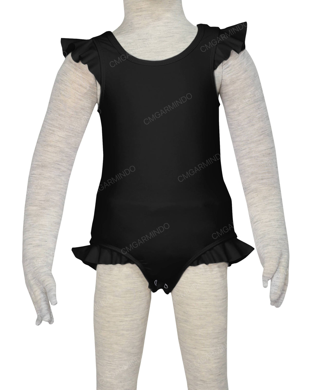 Frill Shoulder and Leg Scoop Back Snaps One Piece