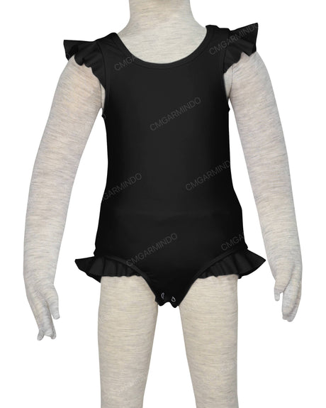 Frill Shoulder and Leg Scoop Back Snaps One Piece