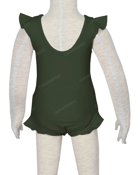 Frill Shoulder and Leg Scoop Back Snaps One Piece