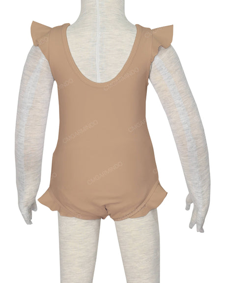 Frill Shoulder and Leg Scoop Back Snaps One Piece