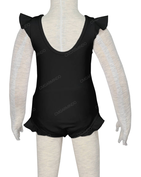 Frill Shoulder and Leg Scoop Back Snaps One Piece