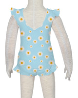 Frill Shoulder and Leg Scoop Back Snaps One Piece