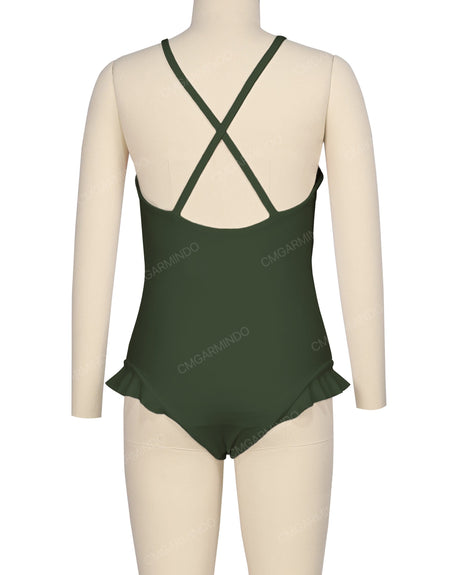 Leg Frill Cross Back One Piece