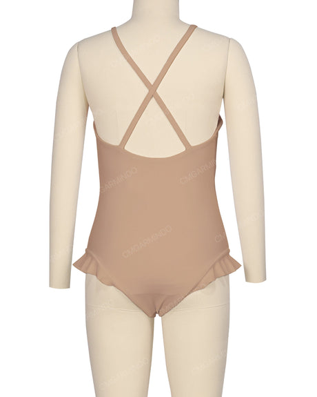 Leg Frill Cross Back One Piece