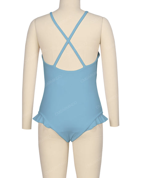 Leg Frill Cross Back One Piece