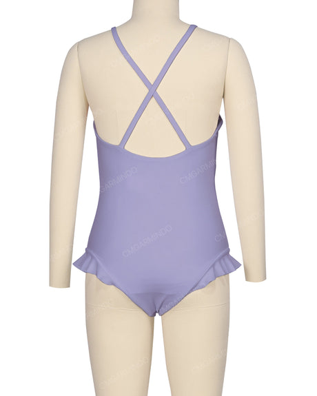 Leg Frill Cross Back One Piece