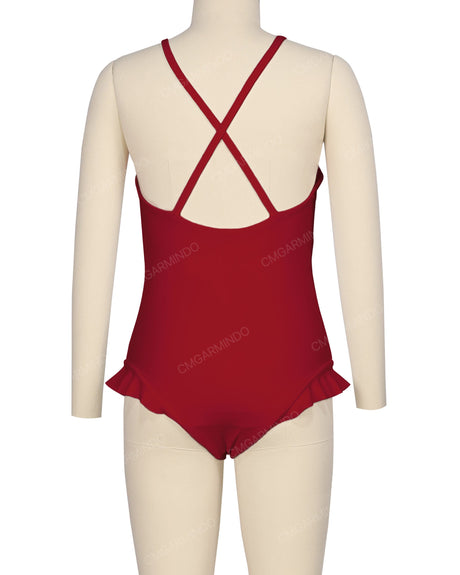 Leg Frill Cross Back One Piece