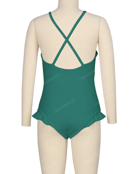 Leg Frill Cross Back One Piece