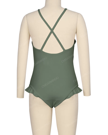 Leg Frill Cross Back One Piece