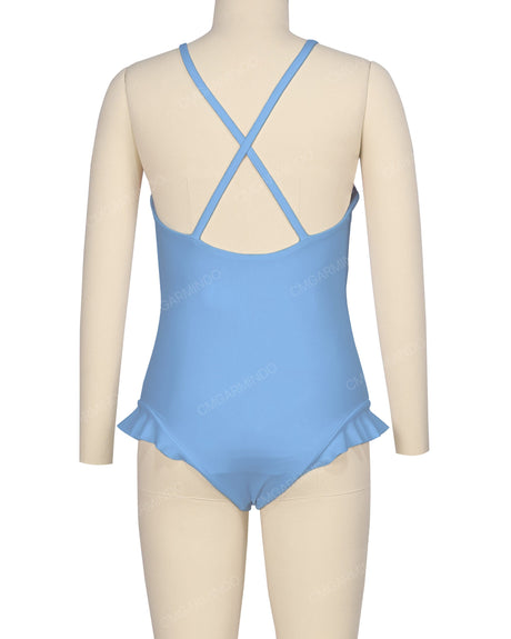 Leg Frill Cross Back One Piece