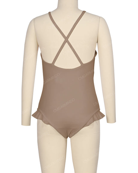 Leg Frill Cross Back One Piece