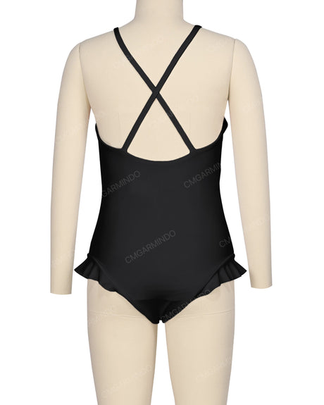 Leg Frill Cross Back One Piece