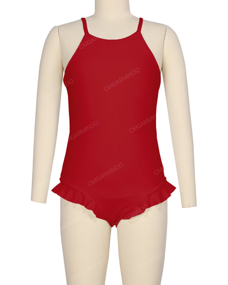 Leg Frill Cross Back One Piece