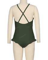 Leg Frill Cross Back One Piece