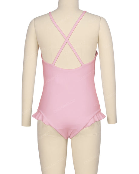 Leg Frill Cross Back One Piece