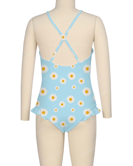 Leg Frill Cross Back One Piece