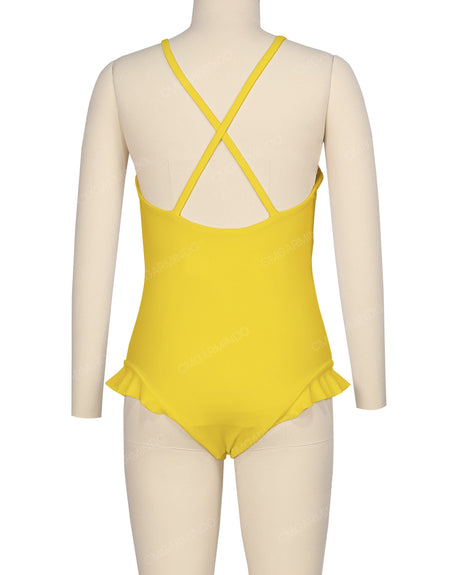 Leg Frill Cross Back One Piece
