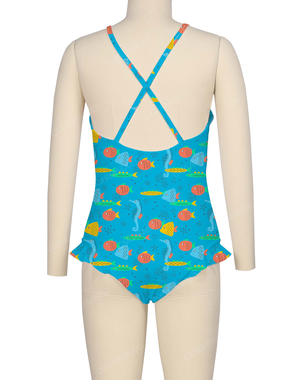 Leg Frill Cross Back One Piece