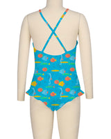 Leg Frill Cross Back One Piece