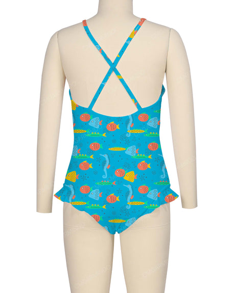 Leg Frill Cross Back One Piece