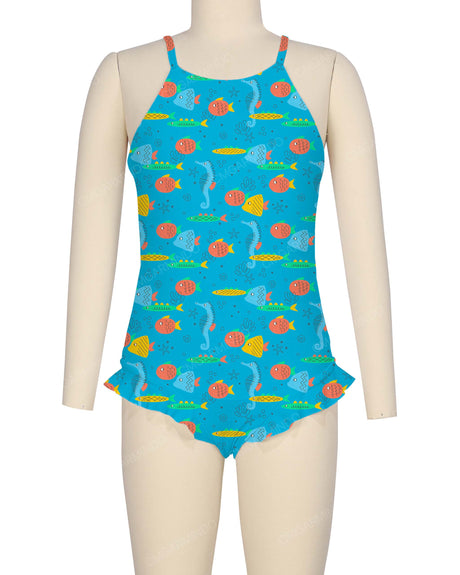 Leg Frill Cross Back One Piece