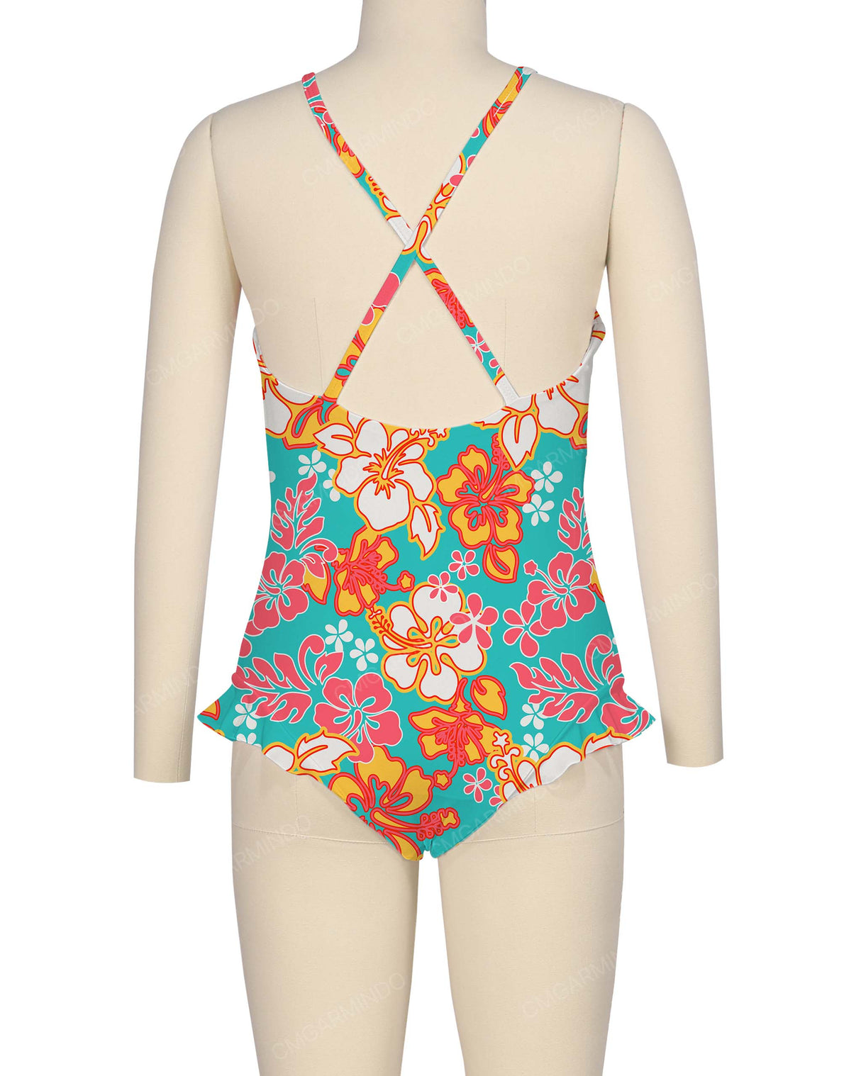 Leg Frill Cross Back One Piece