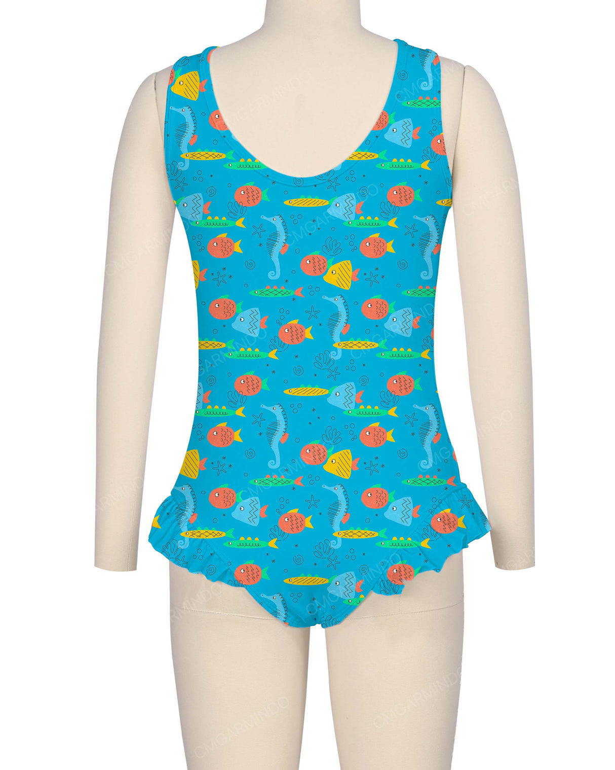 Frill Leg Scoop Back One Piece