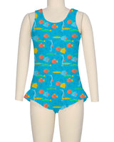 Frill Leg Scoop Back One Piece
