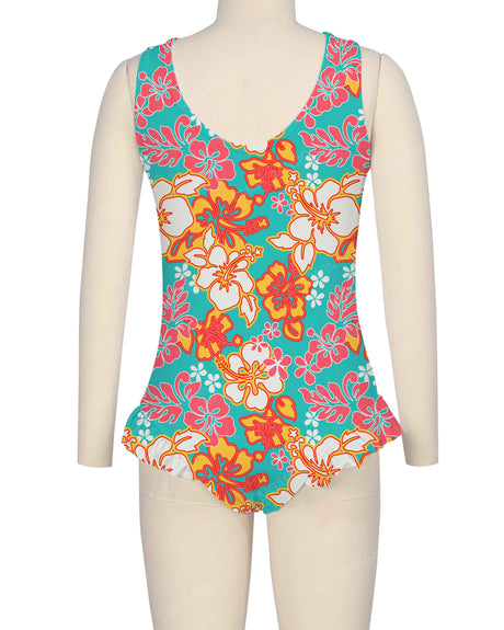 Frill Leg Scoop Back One Piece