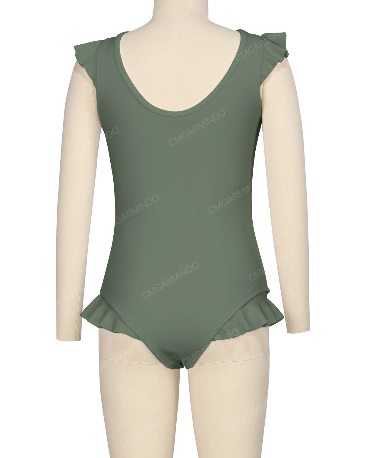 Frill Shoulder and Leg Scoop Back One Piece