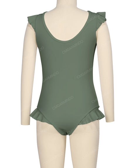Frill Shoulder and Leg Scoop Back One Piece